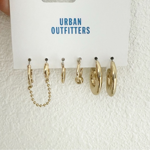 NWT Urban Outfitters Gold Hoop Unique Earring Sets - Picture 1 of 3